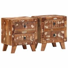 Table de chevet 2 pcs 40x32x46 cm bois massif de récupération