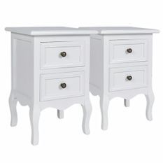 Table de chevet 2 pcs avec 2 tiroirs MDF Blanc