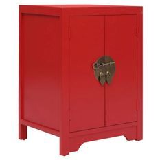 Table de chevet 2 portes paulownia massif rouge Firae