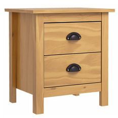 Table de chevet 2 tiroirs pin massif clair Berti - Lot de 2