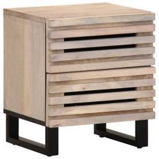 Table de chevet 40x33x46 cm bois de manguier massif blanchi