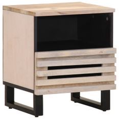 Table de chevet 40x33x46 cm bois de manguier massif blanchi