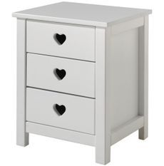Table de chevet AMORI – Blanc laqué & détails cœur