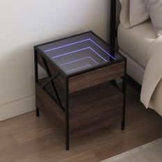 Table de chevet avec LED infini chêne marron 40x40x51 cm