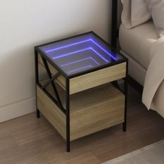 Table de chevet avec LED infini chêne sonoma 40x40x51 cm