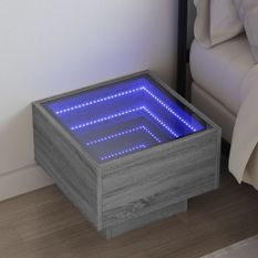 Table de chevet avec LED infini sonoma gris 40x40x30 cm