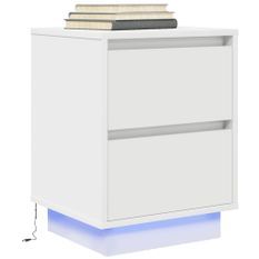 Table de chevet avec lumières LED blanc 38x34x50 cm