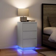 Table de chevet avec lumières LED blanc 38x34x65 cm