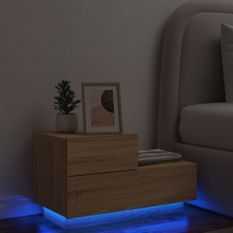 Table de chevet avec lumières LED chêne sonoma 70x36x40,5 cm