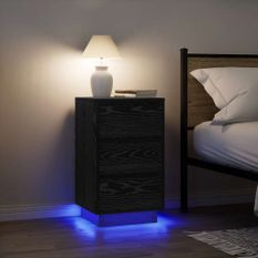 Table de chevet avec lumières LED noir 38x34x65 cm