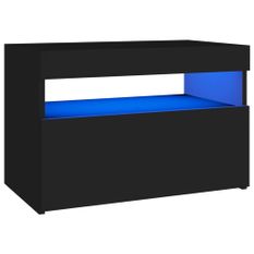 Table de chevet avec lumières LED Noir 60x35x40 cm