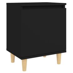 Table de chevet avec pieds en bois massif Noir 40x30x50 cm