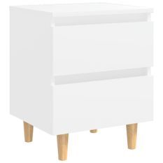 Table de chevet avec pieds en pin Blanc 40x35x50 cm