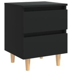 Table de chevet avec pieds en pin Noir 40x35x50 cm