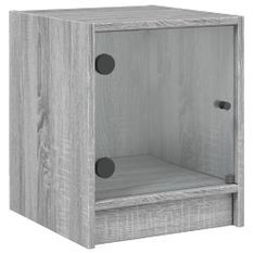 Table de chevet avec porte en verre sonoma gris 35x37x42 cm