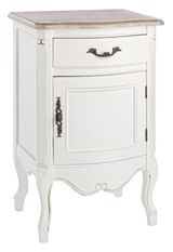 Table de chevet bois de paulownia blanc 1 tiroir Juju L 45 cm