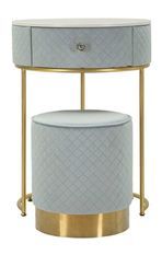 Table de chevet/coiffeuse avec pochette vellit bleu clair cm ø52x70 - ø36x39