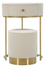 Table de chevet/coiffeuse avec pochette vellit crème ø 52 x 70 cm - 36 x 39 cm