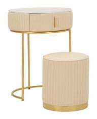 Table de chevet/coiffeuse avec pouf pok cm ø 52x70 - ø 36x39