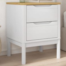 Table de chevet FLORO blanc 45x39x57 cm bois de pin massif
