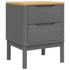 Table de chevet FLORO gris 45x39x57 cm bois de pin massif