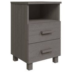 Table de chevet HAMAR Gris clair 40x35x62 cm Bois de pin massif