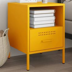 Table de chevet jaune moutarde 36x39x50,5 cm