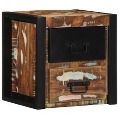 Table de chevet multicolore 40x35x40 cm bois de récupération