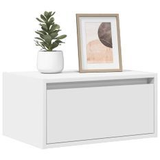 Table de chevet murale avec lumières LED blanc