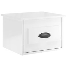 Table de chevet murale blanc brillant 41,5x36x28 cm