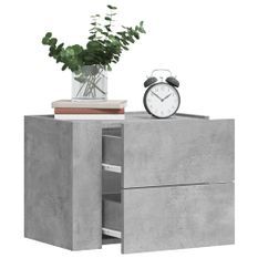 Table de chevet murale gris béton 45x30x35 cm