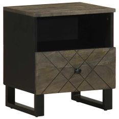 Table de chevet noir 40x33x46 cm bois de manguier solide