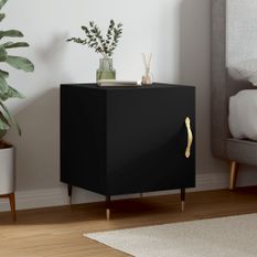 Table de chevet noir 40x40x50 cm bois d’ingénierie