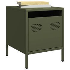 Table de chevet vert olive 35x39x43,5 cm acier