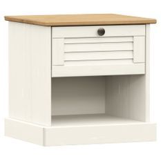 Table de chevet VIGO blanc 42x35x40 cm bois de pin massif