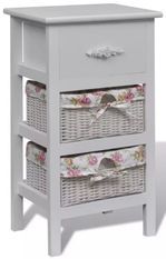 Table de chvet 3 tiroirs bois blanc Frenchy