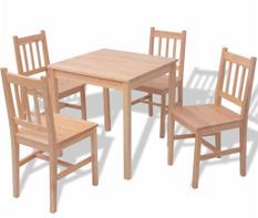 Table de cuisine carrée et 4 chaises bois pinède naturel Kezako
