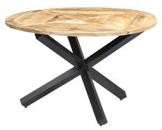 Table de cuisine manguier massif clair et pieds métal noir Sikor D 120 cm
