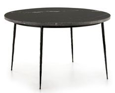 Table de cuisine ronde marbre et pieds métal noir D 125 cm