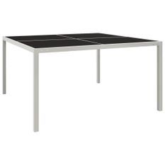 Table de jardin 130x130x72 cm Gris Acier et verre