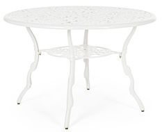 Table de jardin aluminium moulée blanche Vikola 110 cm