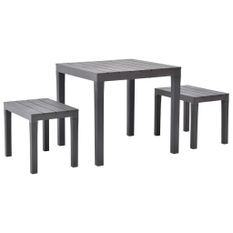 Table de jardin avec 2 bancs Plastique Marron