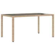 Table de jardin avec dessus en verre beige résine tressée