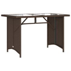 Table de jardin avec dessus en verre marron 110x68x70 cm rotin