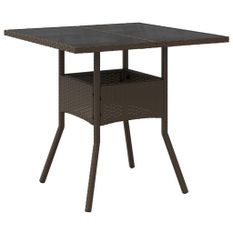 Table de jardin avec dessus en verre marron résine tressée