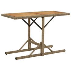 Table de jardin Beige Bois massif d'acacia et poly rotin