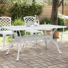 Table de jardin blanc 150x90x72 cm aluminium coulé