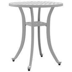 Table de jardin blanc Ø48x53 cm aluminium coulé