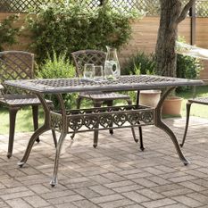 Table de jardin bronze 150x90x72 cm aluminium coulé