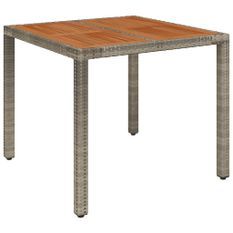 Table de jardin dessus en bois Gris 90x90x75 cm Résine tressée